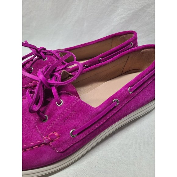 Geox Respira Mauve Purple Suede Leather Moc Toe Slip On Shoes EU 38.5 US 8.5 - Picture 6 of 14